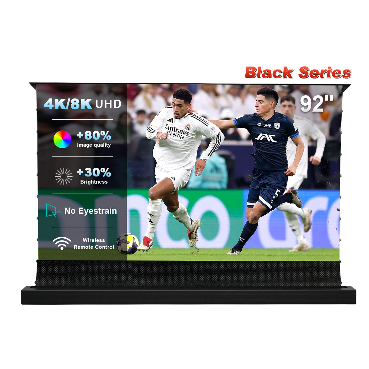 شاشة عرض NothingProjector Black Series بمحرك أرضي مرتفع مقاس 84-120 بوصة لجهاز عرض قصير المدى للغاية