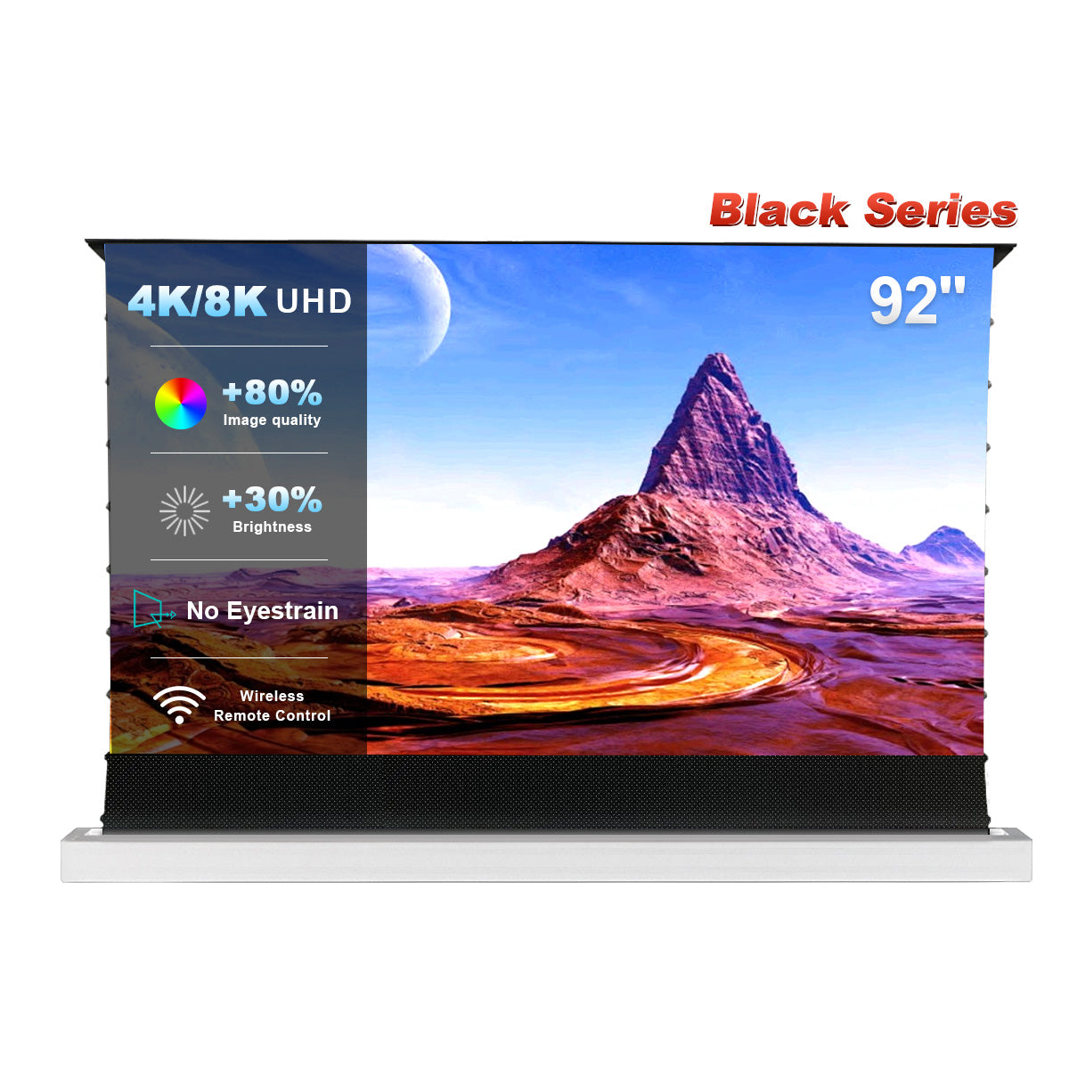 92'' NothingProjector Black Series ALR Motorized Floor Rising Screen For UST Projector