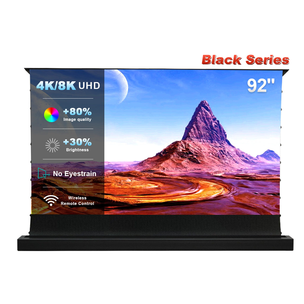 92'' NothingProjector Black Series ALR Motorized Floor Rising Screen For UST Projector