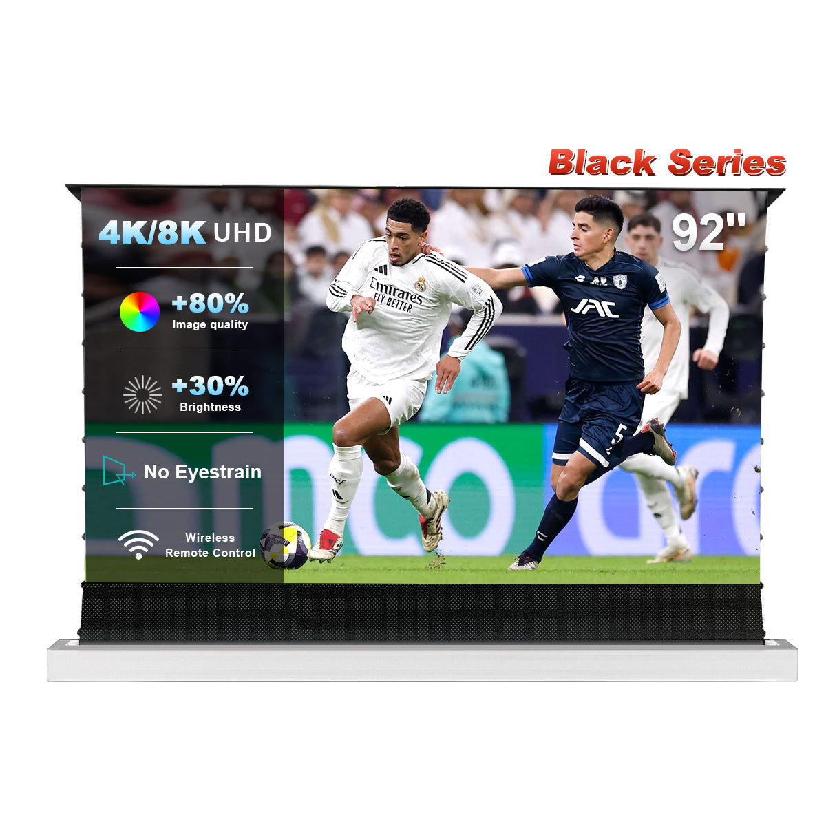 شاشة عرض NothingProjector Black Series بمحرك أرضي مرتفع مقاس 84-120 بوصة لجهاز عرض قصير المدى للغاية