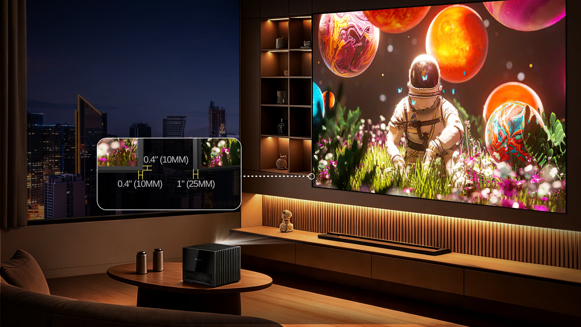 Nothingprojector ALR Long Throw Screen's 1cm ultra-slim bezel merges invisibly with walls, expanding your visual canvas for borderless cinematic immersion in movies and gaming.