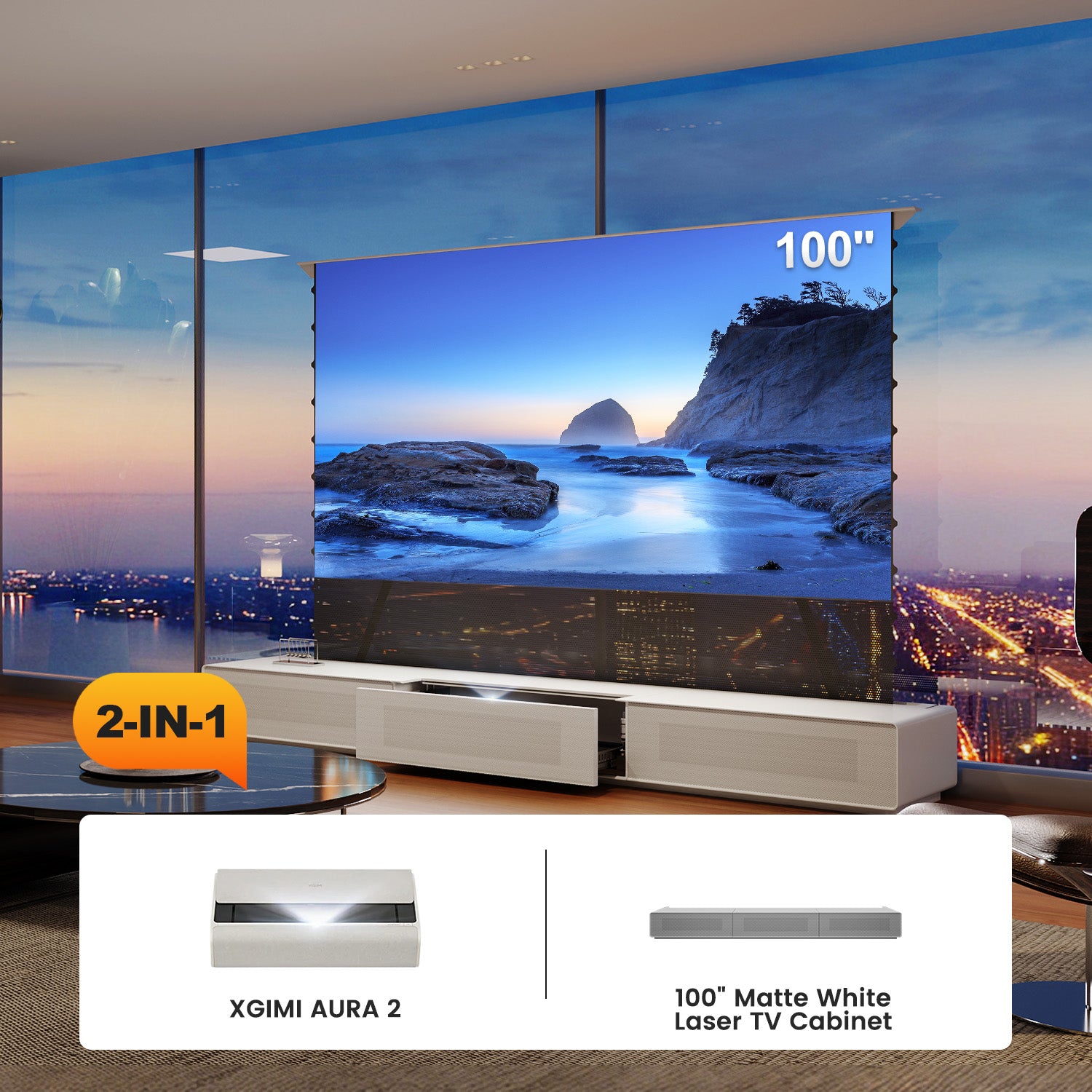 Shore Laser TV Cabinet + UST Projector Bundle (Pre-Assembled)