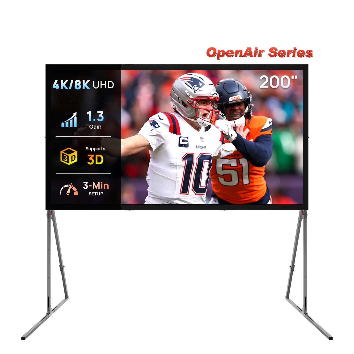 NothingProjector OpenAir Series Outdoor Camping Portable Folding Screen with Stand 1.3 Gain, 4K/8K UHD, 3-Layer PVC, Tool-Free Fast Setup