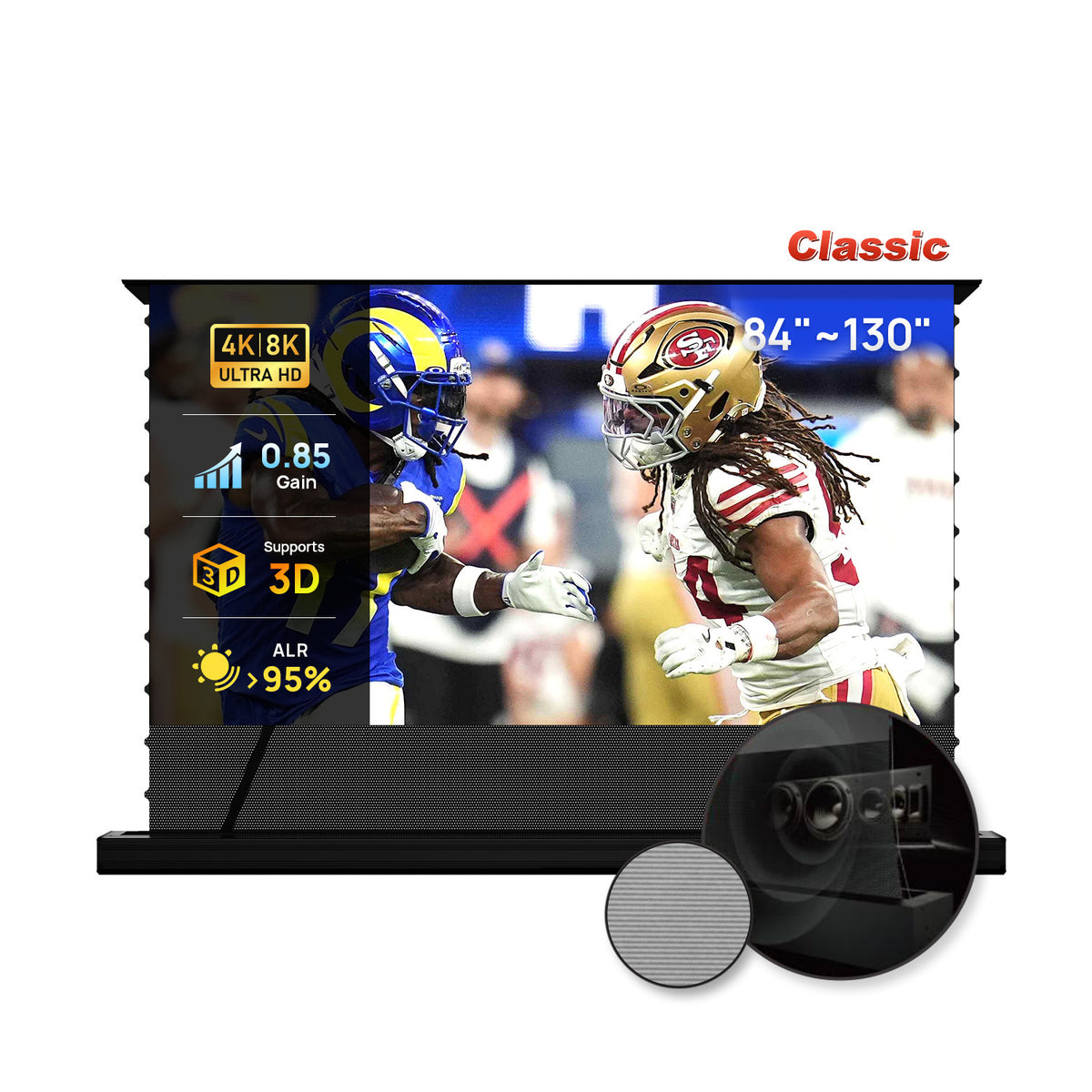 84''-130'' NothingProjector PET Crystal Classic 85% ALR Motorized Floor Rising Screen For Ultra Short Throw Projector