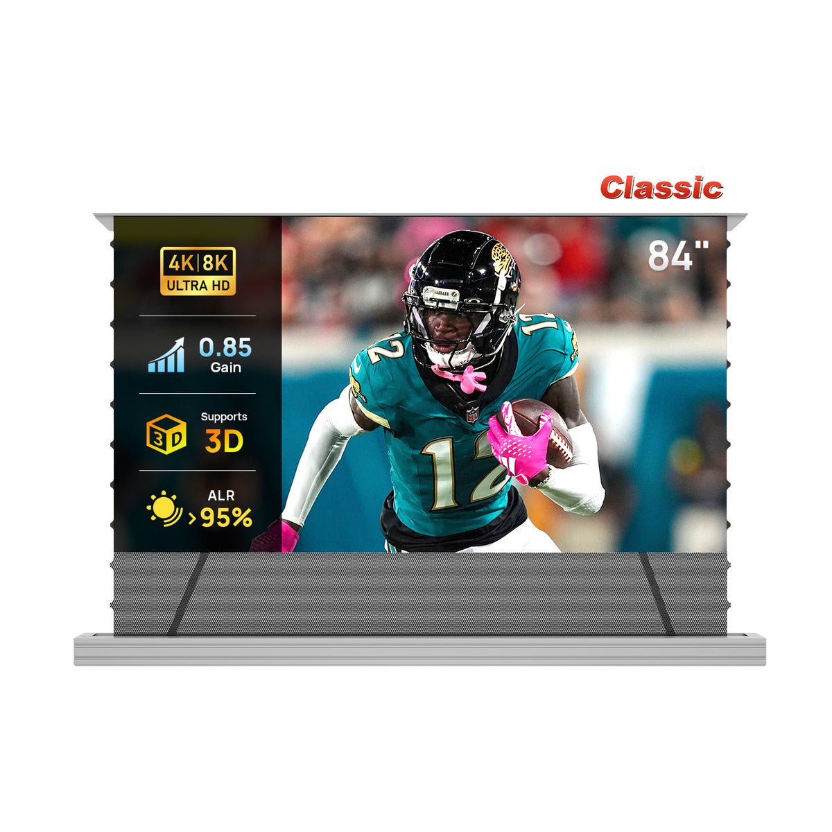 84''-130'' NothingProjector PET Crystal Classic 85 % ALR-motoriseret gulvoptrækkeligt lærred til ultrakortprojektor