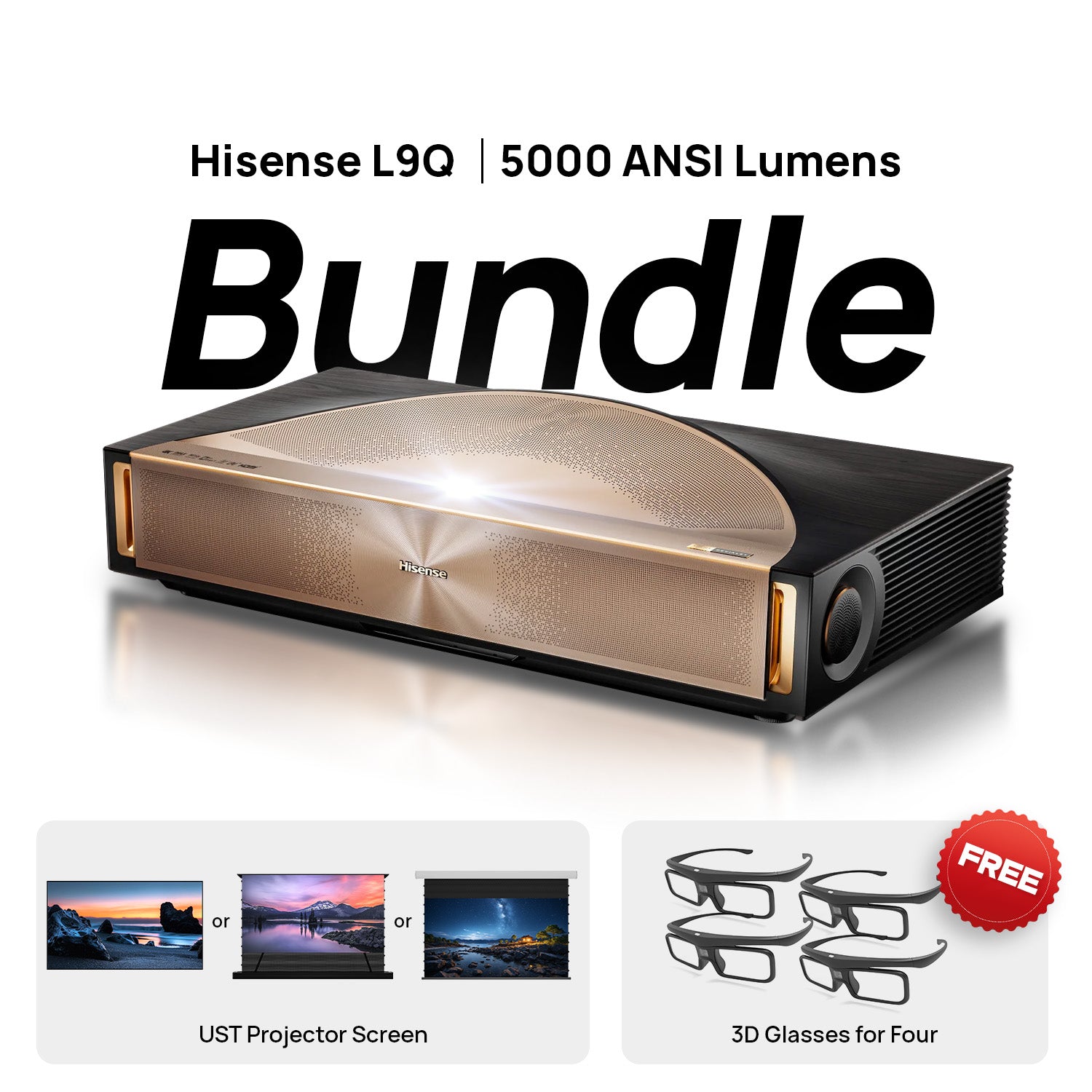 (Bundle) Hisense L9Q 4K UST Triple Laser Projector + ALR Screen