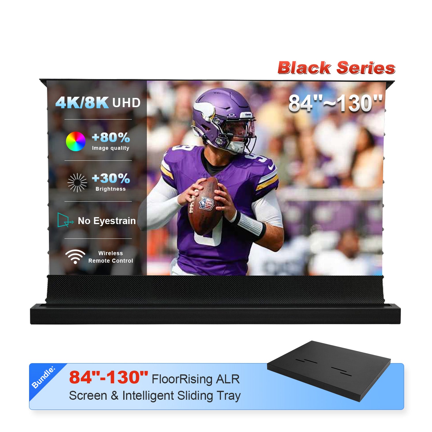 NothingProjector 84-130" Black Series ALR Motorized Floor Screen and Intelligent Sliding Tray Bundle