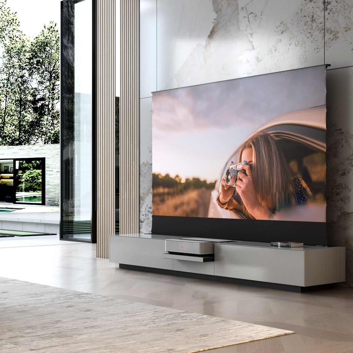 NothingProjector Smart Motorized Laser TV Cabinet in Gray