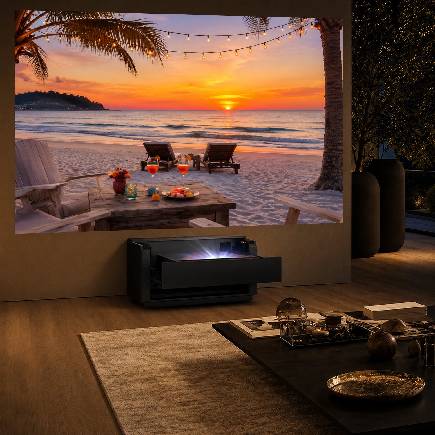 Shore Smart Matte UST Projector Cabinet Flip Design for Wall-Mounted Screens