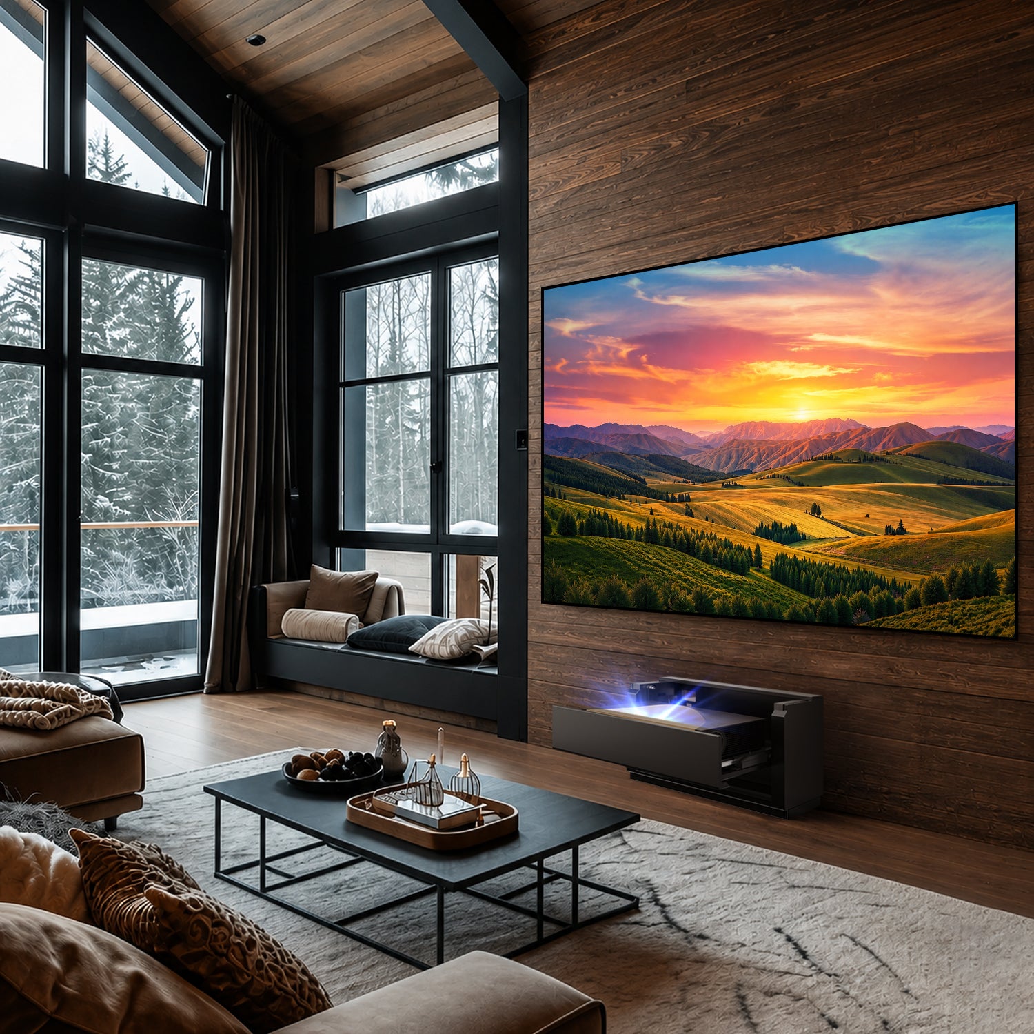 Shore Smart Matte UST Projector Cabinet Flip Design for Wall-Mounted Screens
