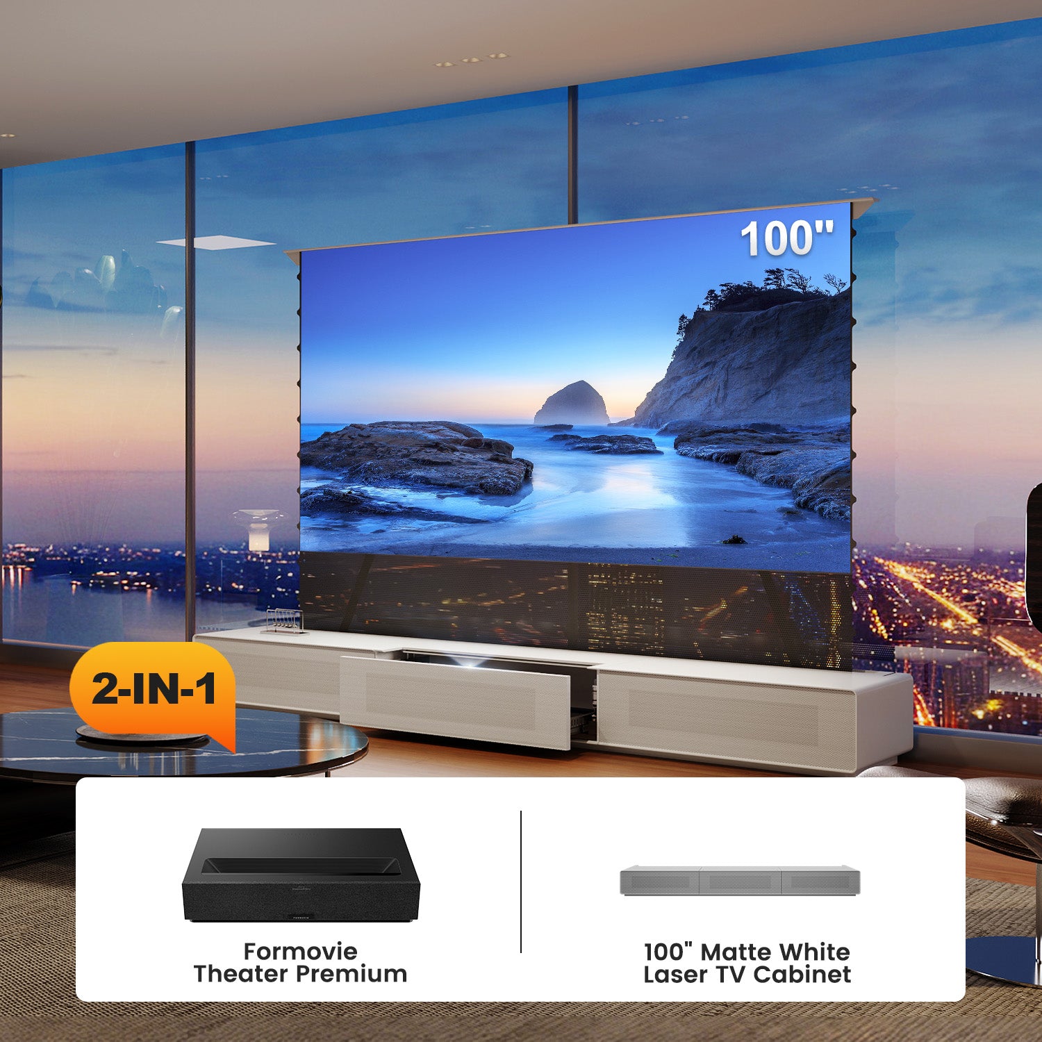 Shore Laser TV Cabinet + UST Projector Bundle (Pre-Assembled)