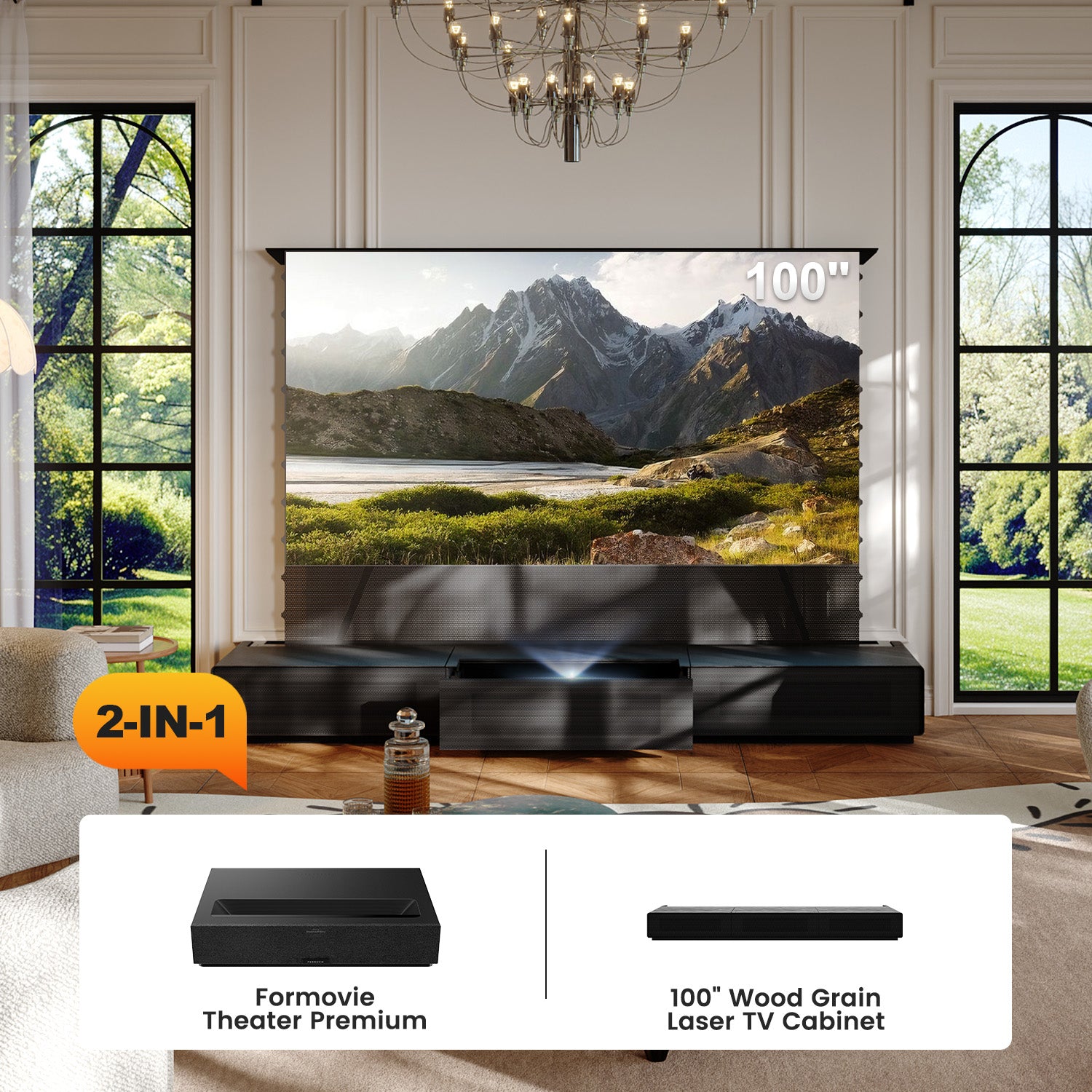 Shore Laser TV Cabinet + UST Projector Bundle (Pre-Assembled)