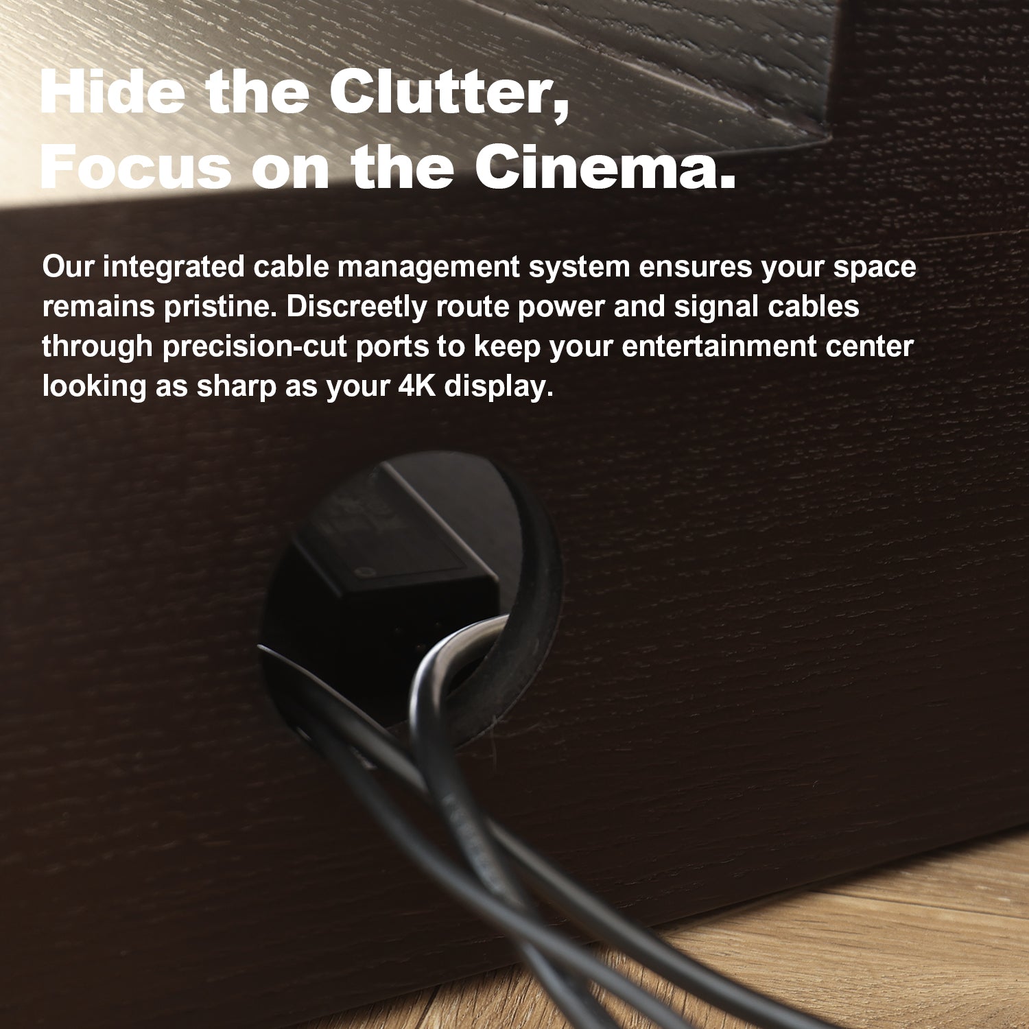 Shore Wood Grain Pre Assembled UST Projector Cabinet with Integrated Cable Management for NothingProjector Laser TV Cabinet Clutter Free Cinema Space