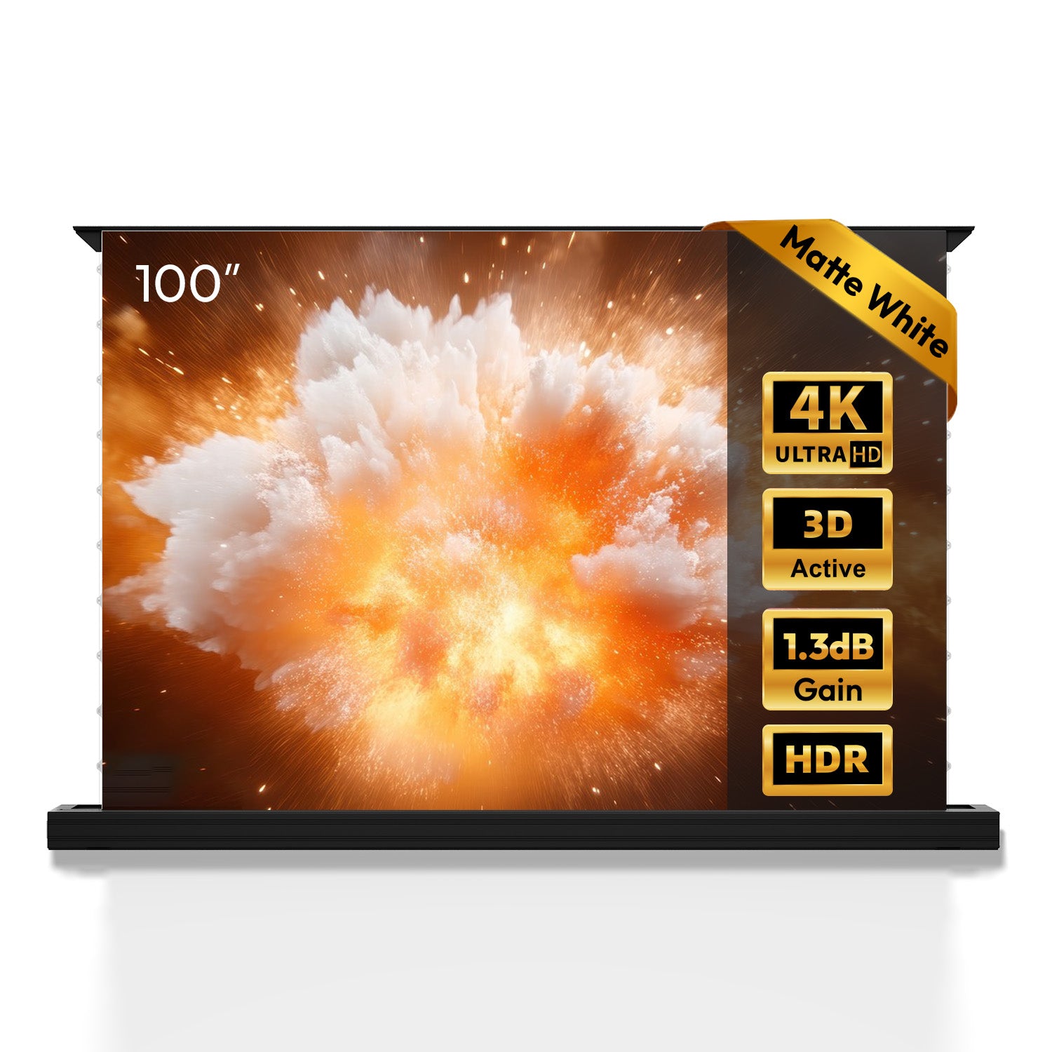 100''-120'' NothingProjector matný bílý motorický podlahový výsuvný plátno pro dlouhé/krátké/UST projektory