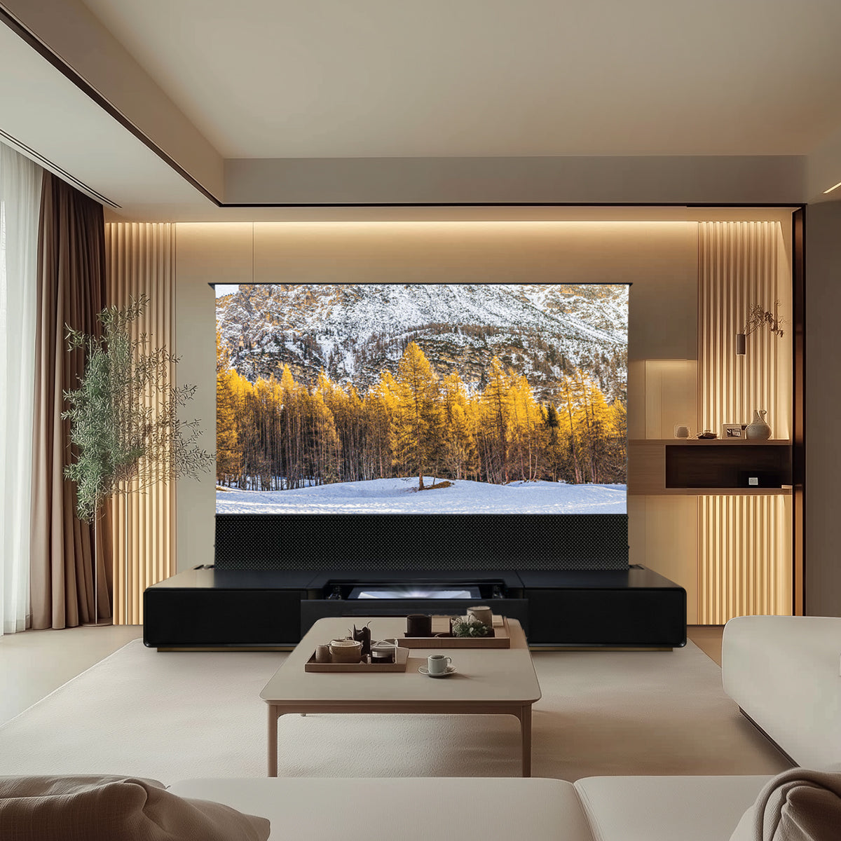 Pre-assembled Matte laser tv Cabinet for Ultra Short Throw Laser Projector - Modern design