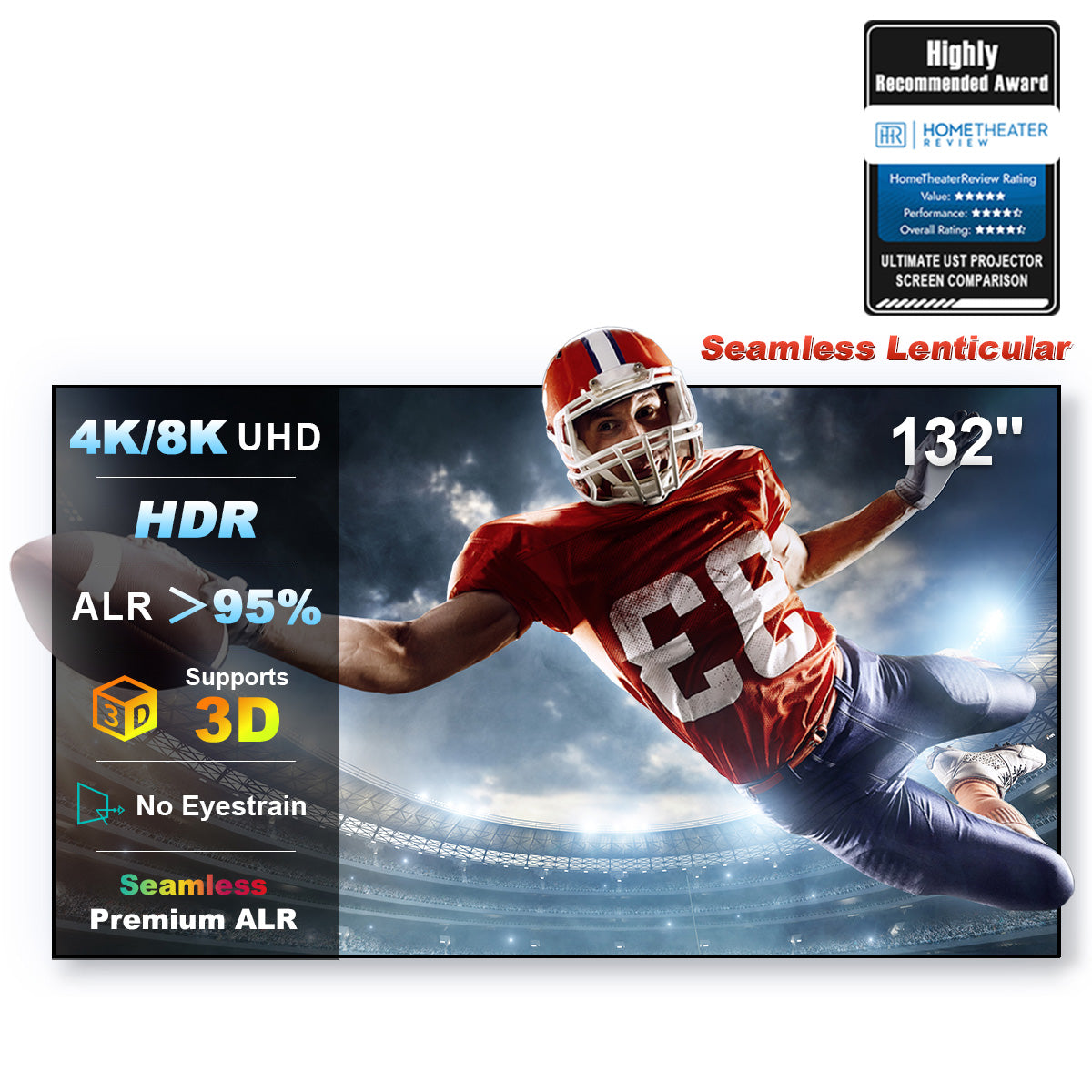 132 Inch NothingProjector Seamless Lenticular 4K UST ALR Projector Screen