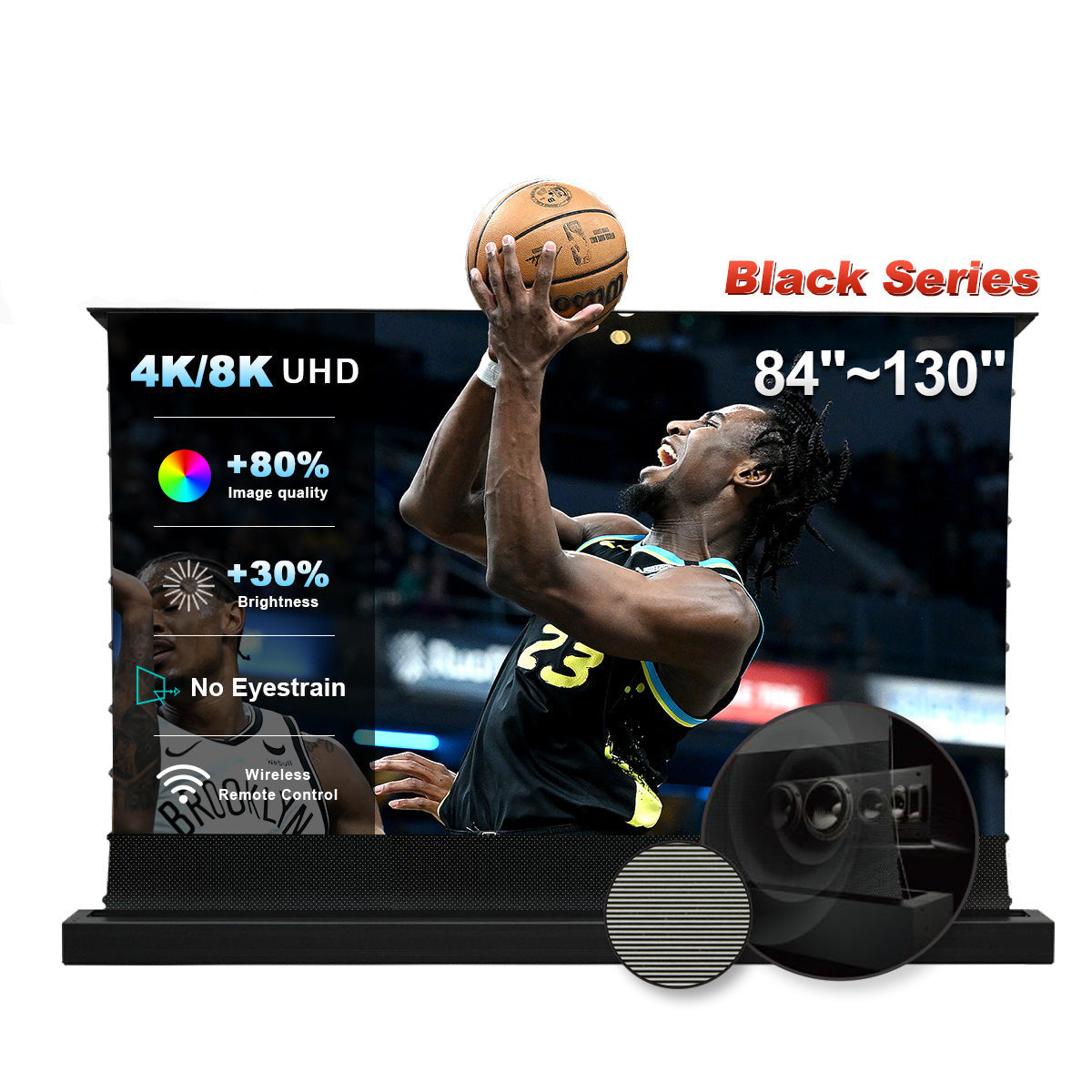 84''-130'' NothingProjector Black Series 95% ALR Motorized Floor Rising Screen For Ultra Short Throw Projector