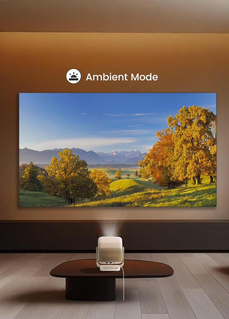 JMGO N1S Nano transforms into a vibrant digital art gallery when idle using its Ambient Mode feature.