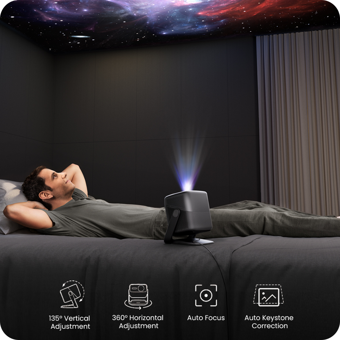 JMGO N1S Ultimate provides smooth pan and tilt control for achieving perfect viewing angles from any position.