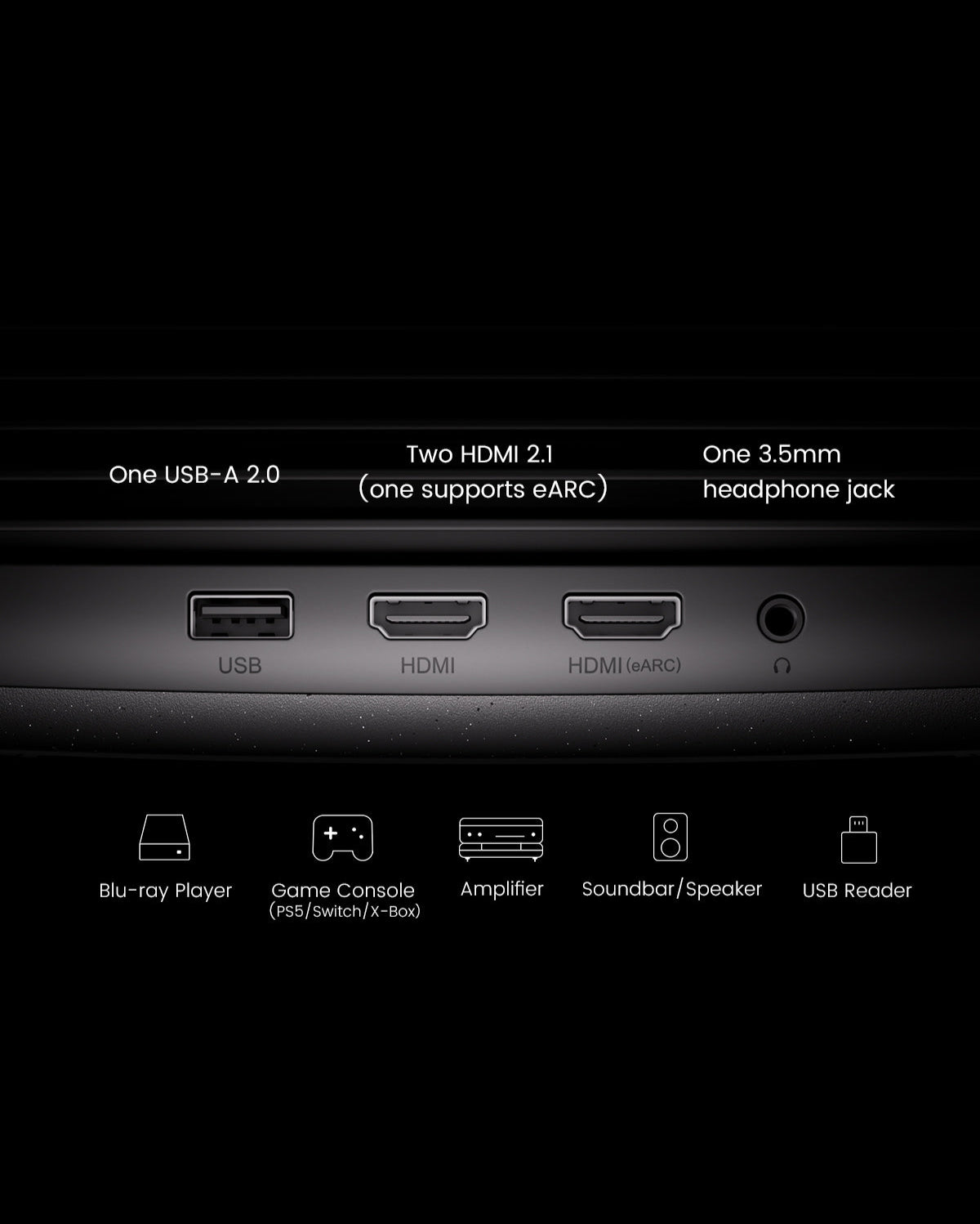 JMGO N1S Ultimate offers versatile connectivity with multiple ports for gaming consoles and streaming devices.