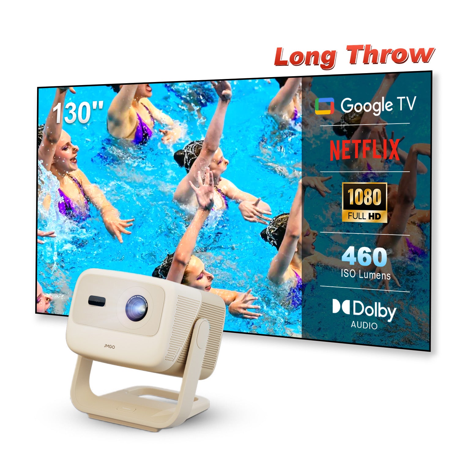JMGO N1S Nano Long throw LED Google TV Projector 460 ISO Lumens