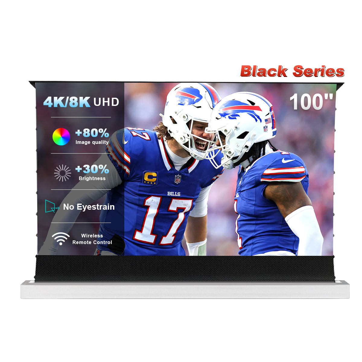 100'' NothingProjector Black Series ALR Motorized White Floor Rising Screen For UST Projector