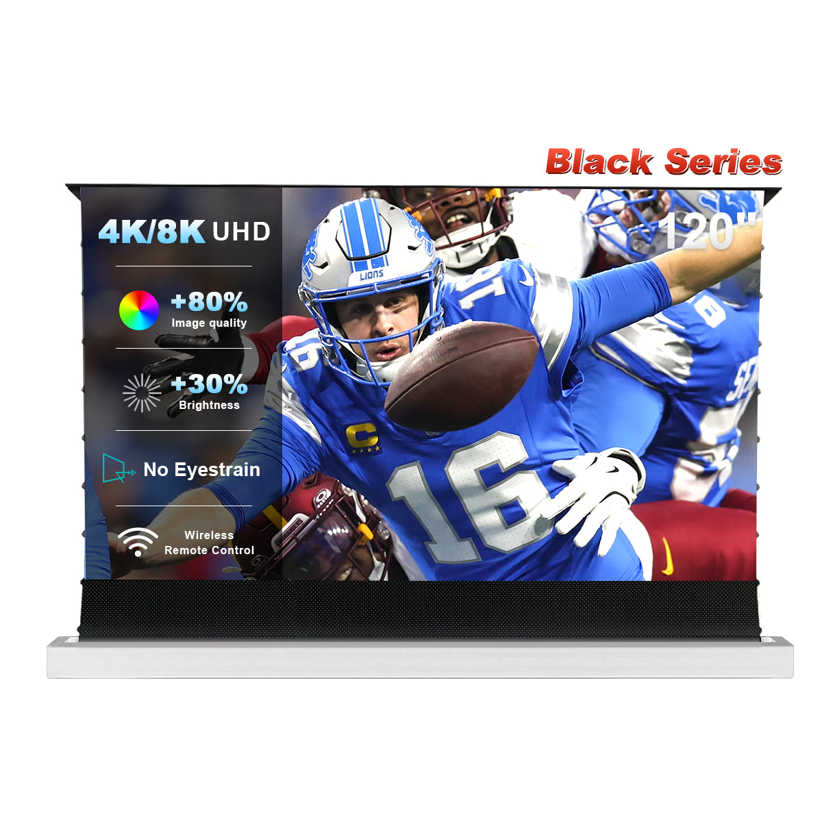 120'' NothingProjector Black Series ALR Motorized White Floor Rising Screen For UST Projector