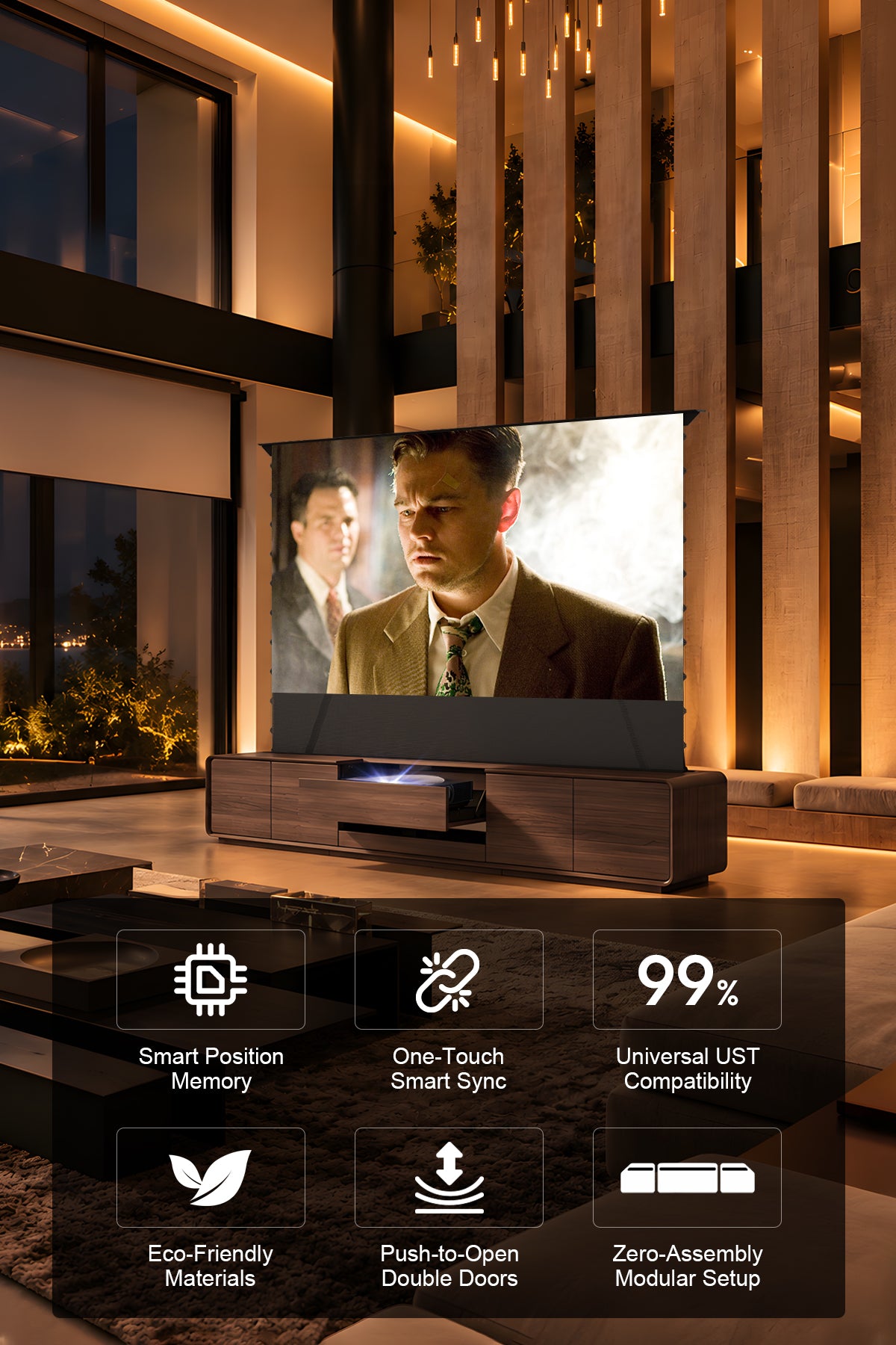 NothingProjector Walnut laser TV cabinet — modern minimalist cinema