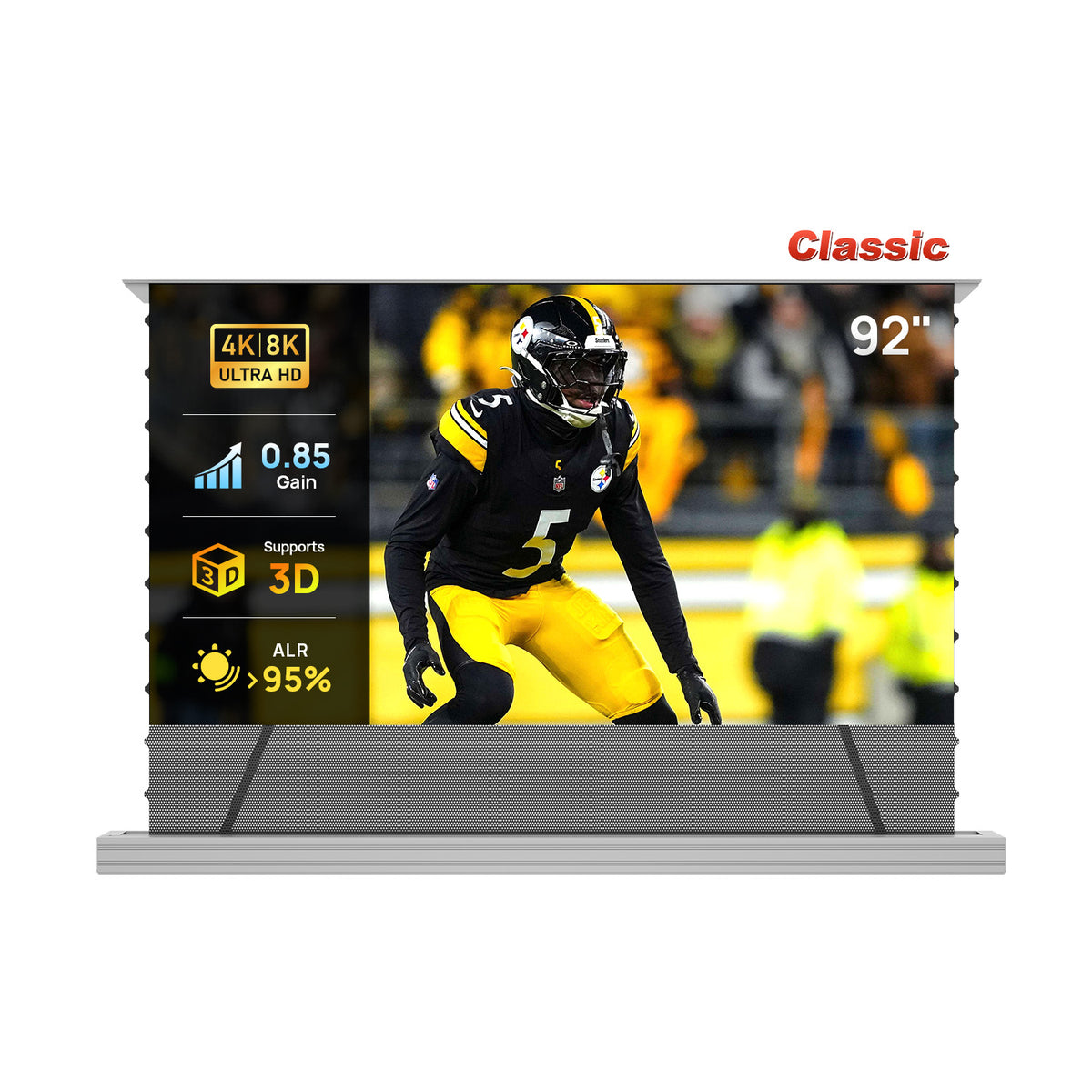 84''-130'' NothingProjector PET Crystal Classic 85% ALR Motorized Floor Rising Screen For UST Projector