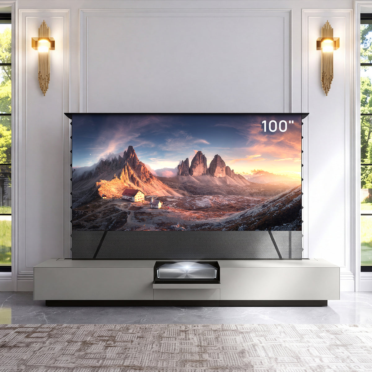NothingProjector Smart Motorized Laser TV Cabinet in Gray (Pre-Assembled)