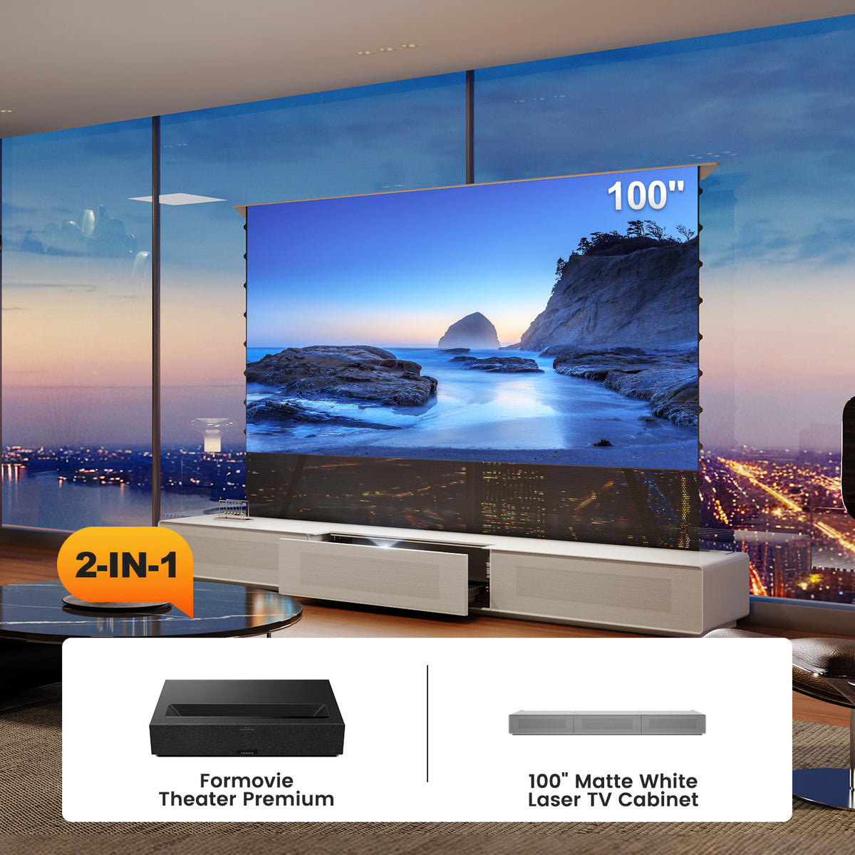 Shore Laser TV Cabinet + UST Projector Bundle (Pre-Assembled)