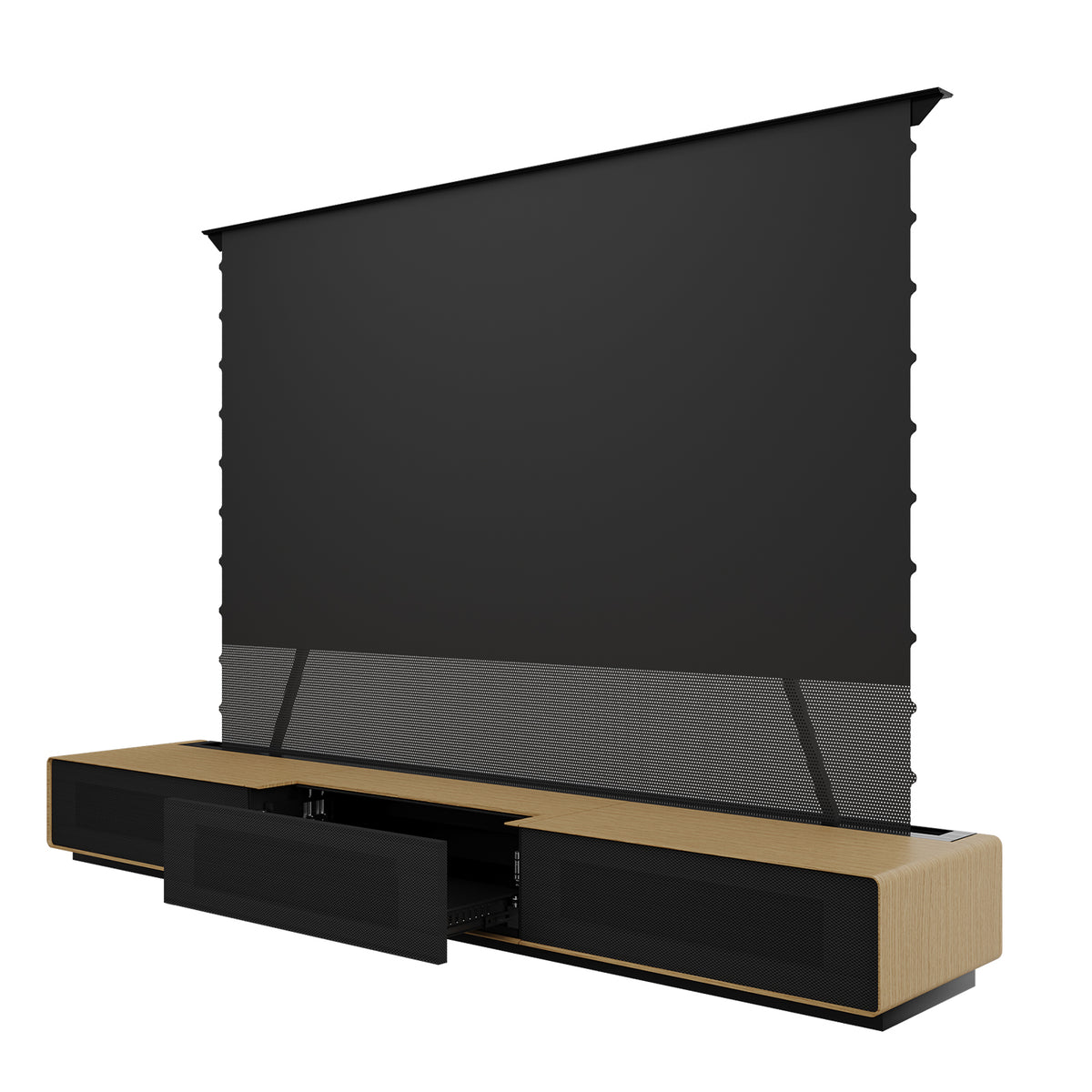 4K home theater setup with Shore Oak UST cabinet