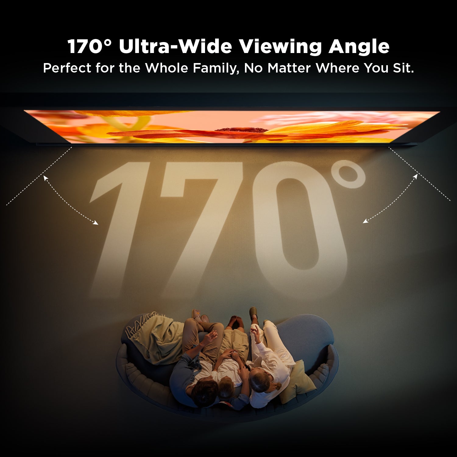   ALR fixed frame screen for UST projectors has 170°Ultra Wide Viewing Angle 