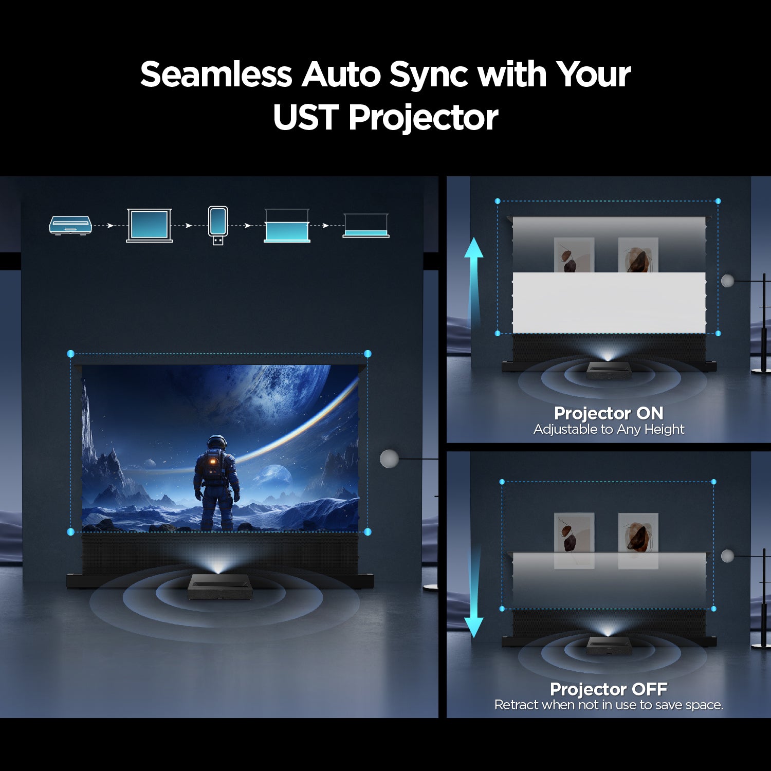 120 inch NothingProjector Motorized Floor Rising ALR Projector Screen