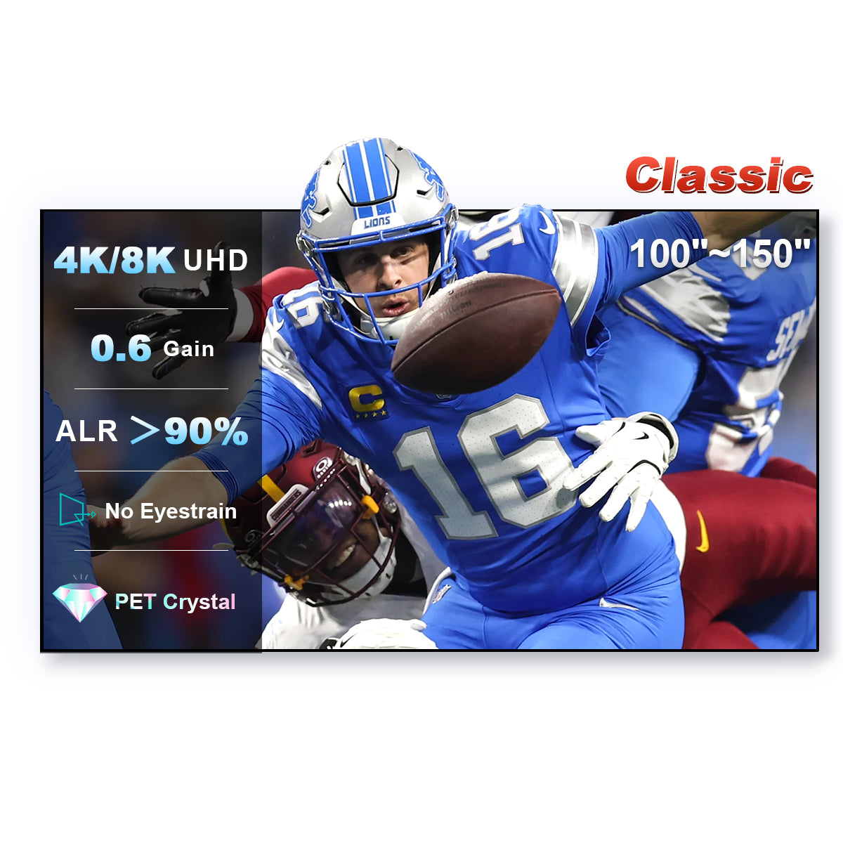 شاشة عرض NothingProjector PET Crystal Classic UST ALR مقاس 100-150 بوصة