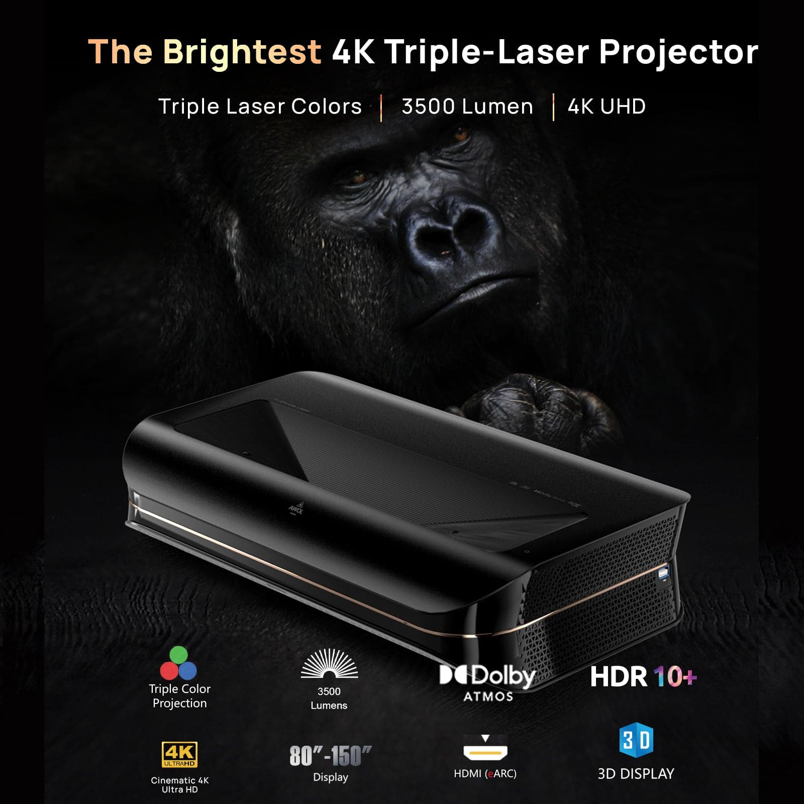 جهاز عرض ليزر AWOL Vision LTV-3500 Pro 4K Ultra Short Throw بقوة 3500 لومن 