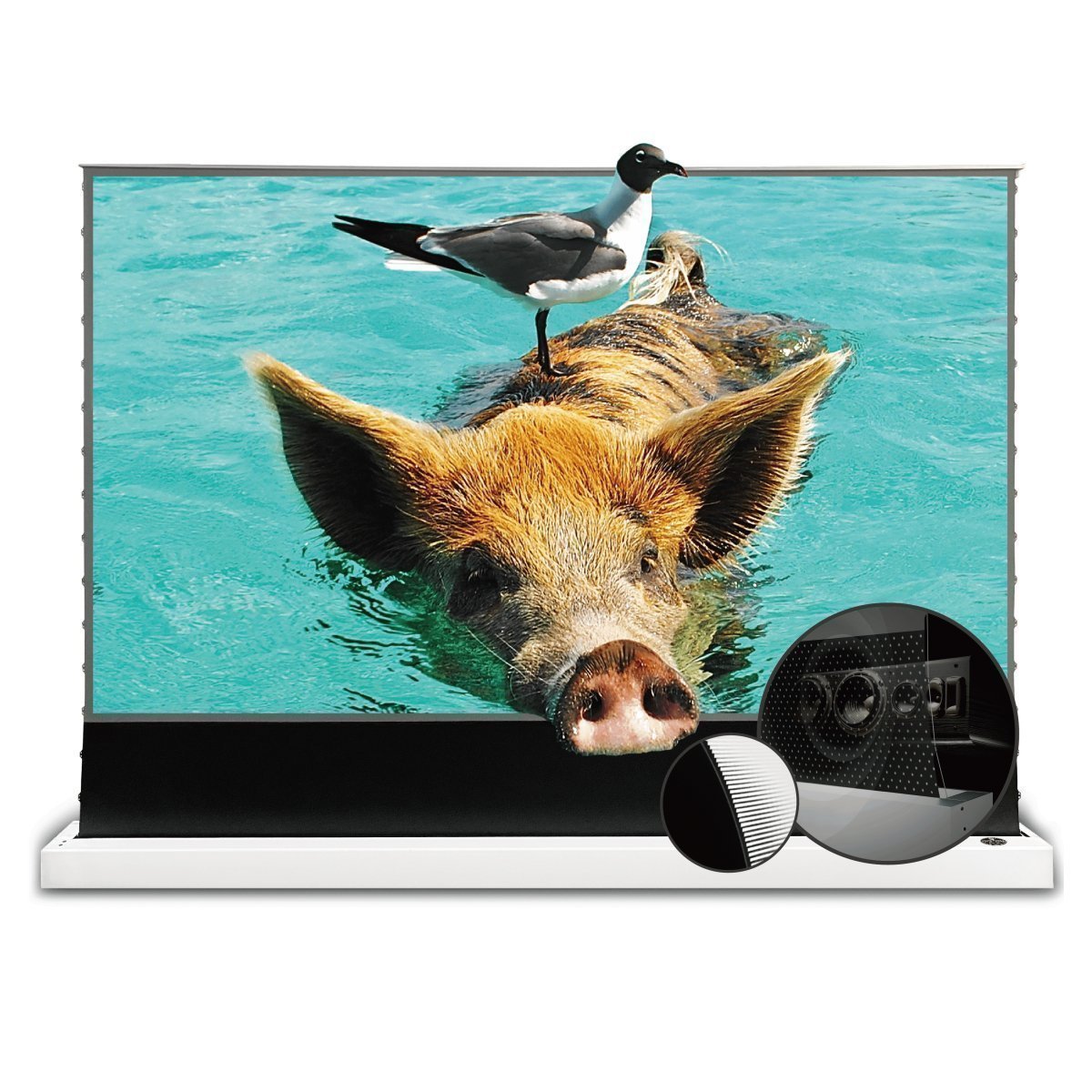 72"-120" VIVIDSTORM S PRO P Motorized 4K HD 3D Floor Rising UST ALR Projector Screen