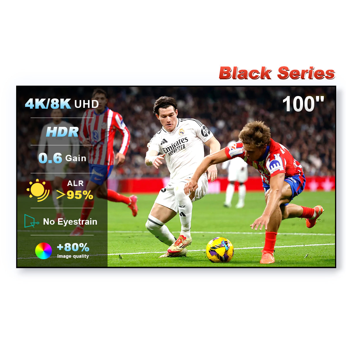 شاشة عرض NothingProjector Black Series ALR/CLR فائقة الإسقاط القصير مقاس 84-150 بوصة