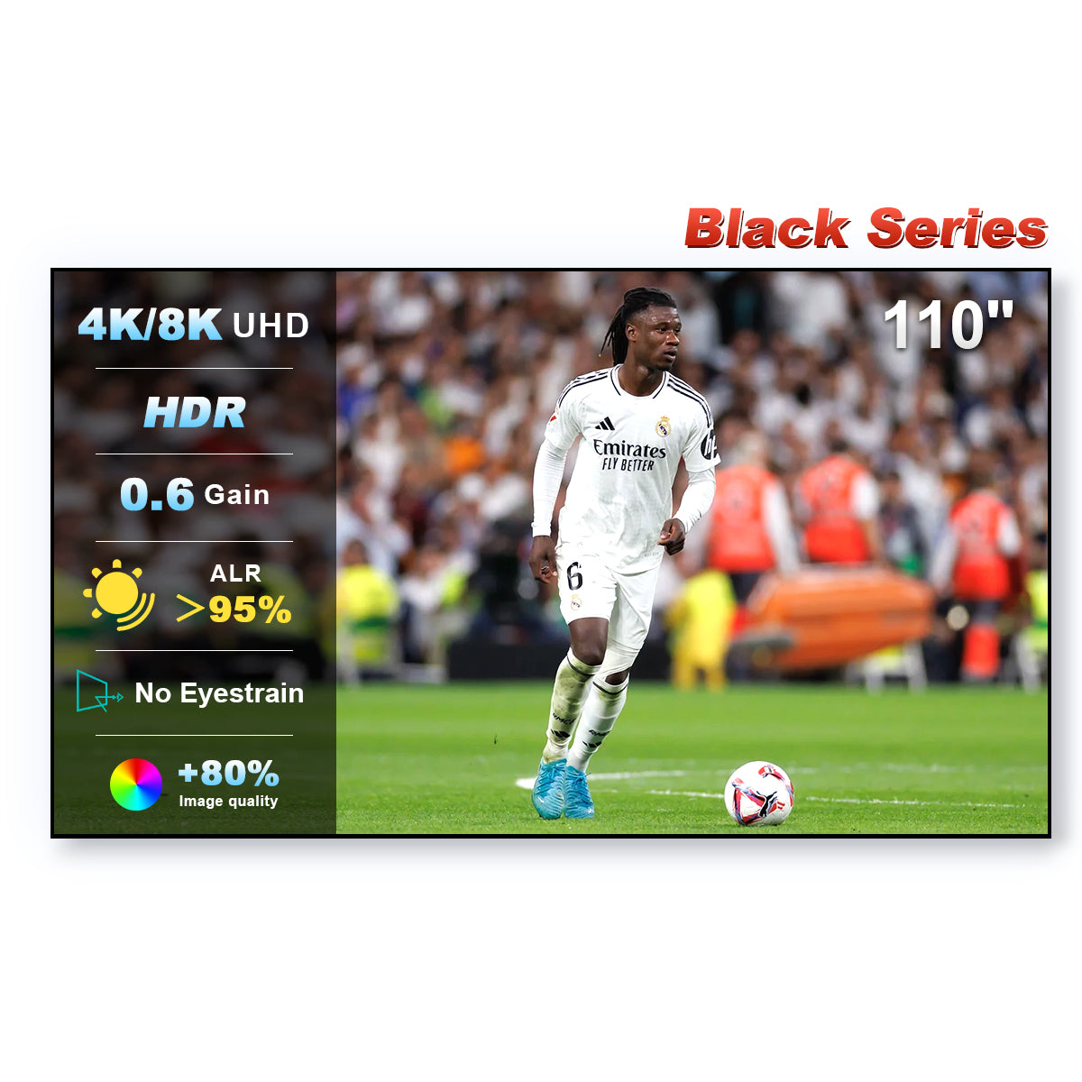 شاشة عرض NothingProjector Black Series ALR/CLR فائقة الإسقاط القصير مقاس 84-150 بوصة