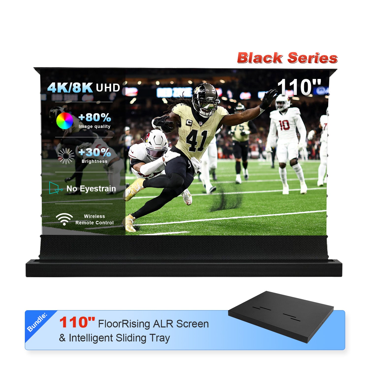 84"-130" NothingProjector Black Series ALR Motorized Floor Rising Screen + Intelligent Sliding Tray (Bundle)