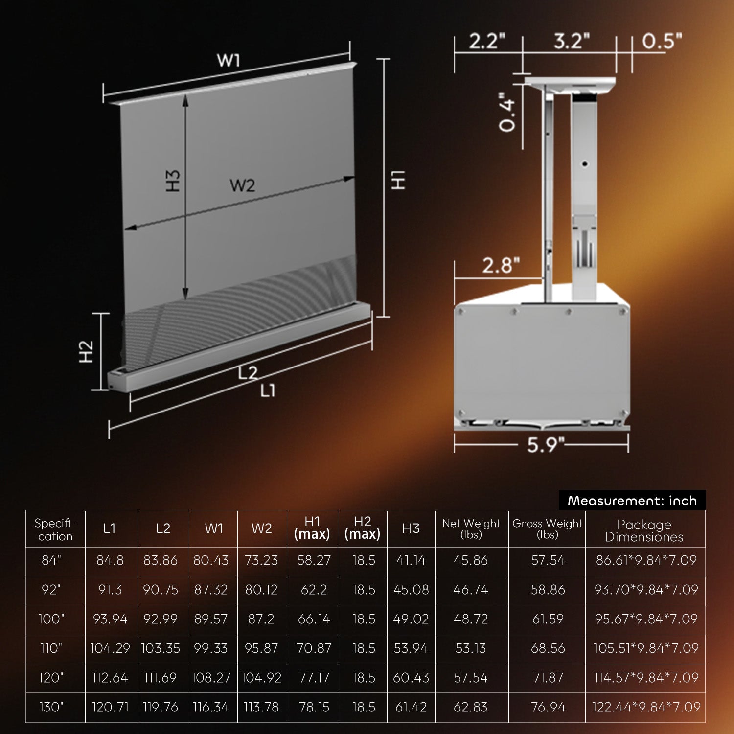 【新品】超短焦点プロジェクター対応 120インチ ALR固定スクリーン NothingProjector モーター式床上昇120インチALRスクリーン 超短焦点