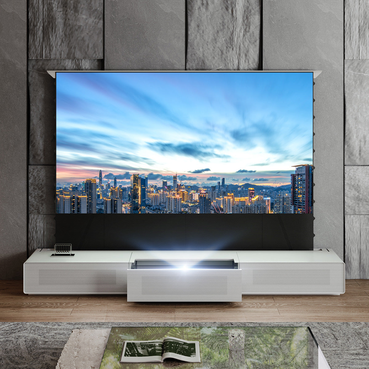 Pre-assembled Matte laser tv Cabinet for Ultra Short Throw Laser Projector - Modern design