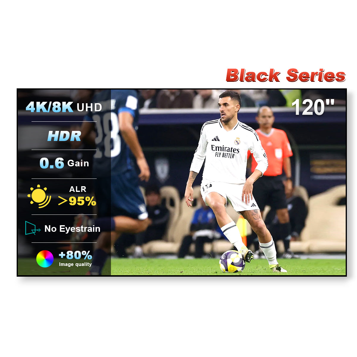 شاشة عرض NothingProjector Black Series ALR فائقة الإسقاط القصير مقاس 120 بوصة 