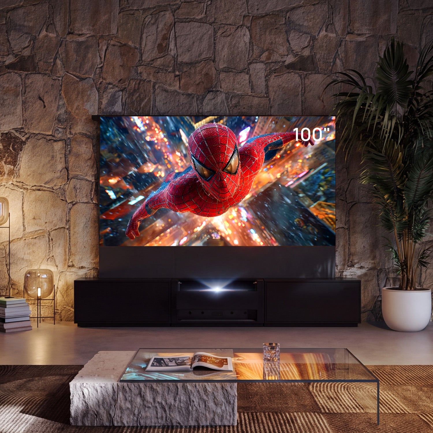 Mat Smart-tv-bord med Shore Flip-design til UST-projektor (formonteret)