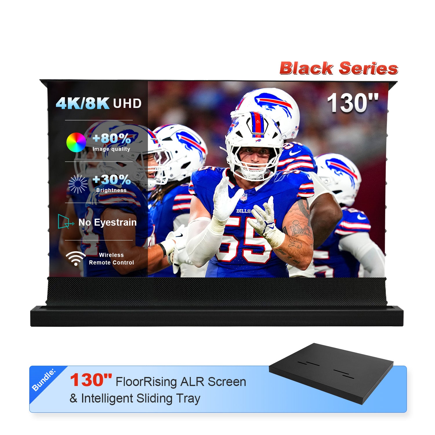 84"-130" NothingProjector Black Series ALR Motorized Floor Rising Screen + Intelligent Sliding Tray (Bundle)