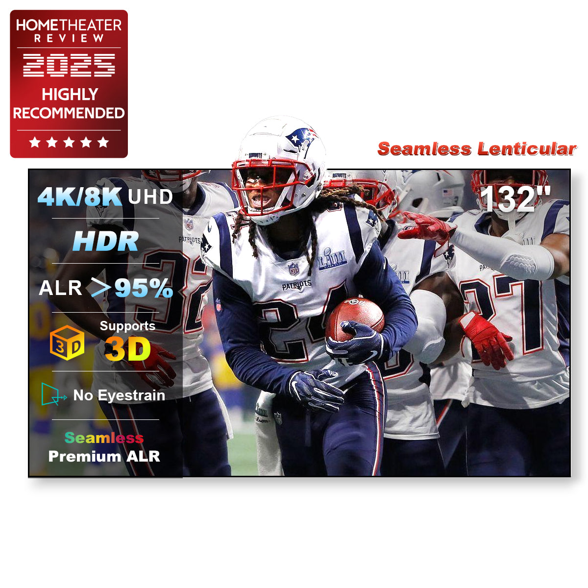 132 Inch NothingProjector Seamless Lenticular 4K UST ALR Projector Screen