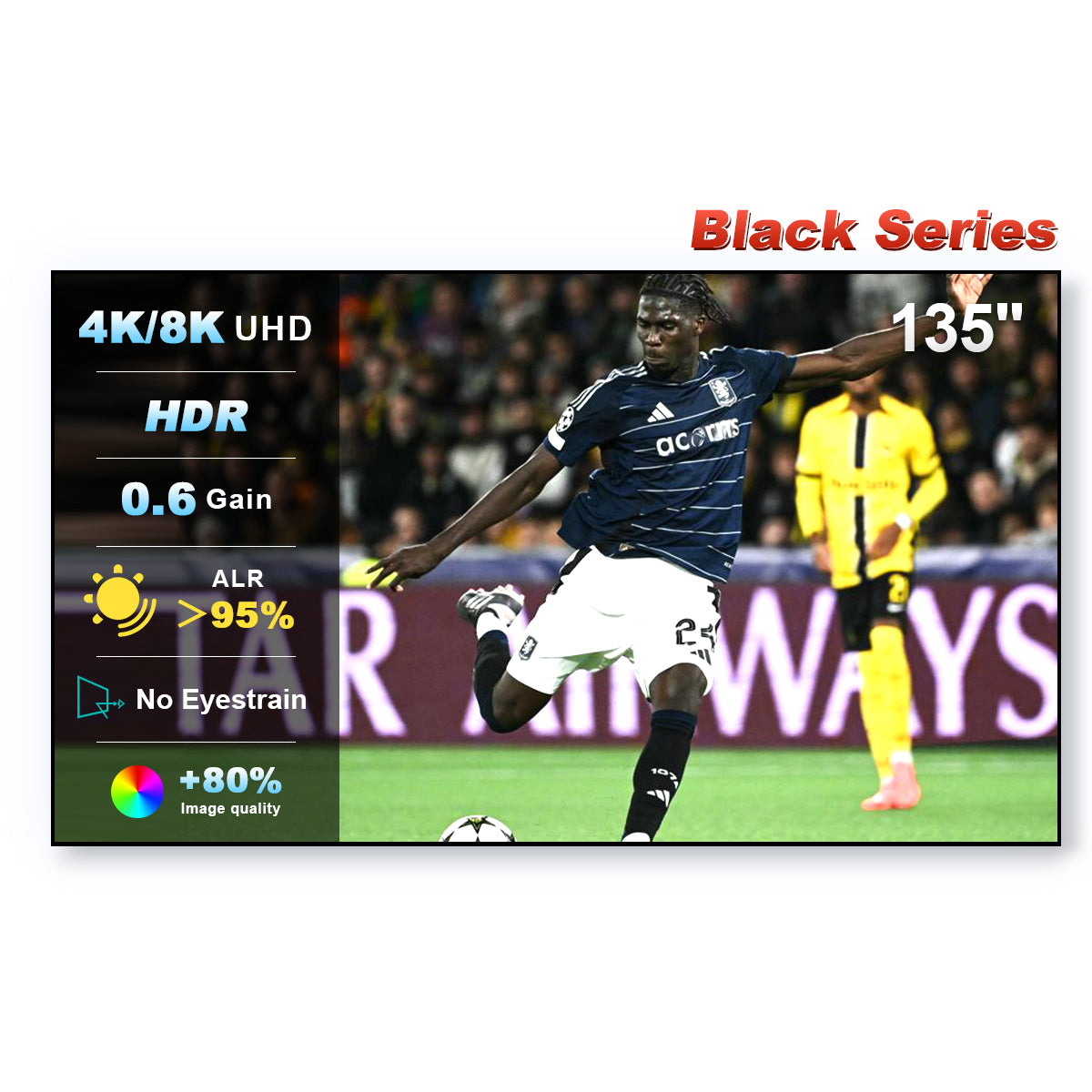 شاشة عرض NothingProjector Black Series ALR/CLR فائقة الإسقاط القصير مقاس 84-150 بوصة