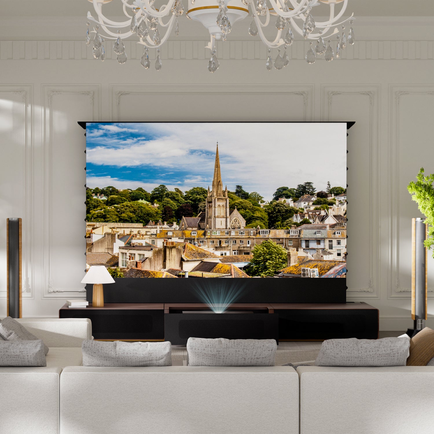 Premium Customizable Motorised Laser TV Cabinet for Ultra Short Throw Projector