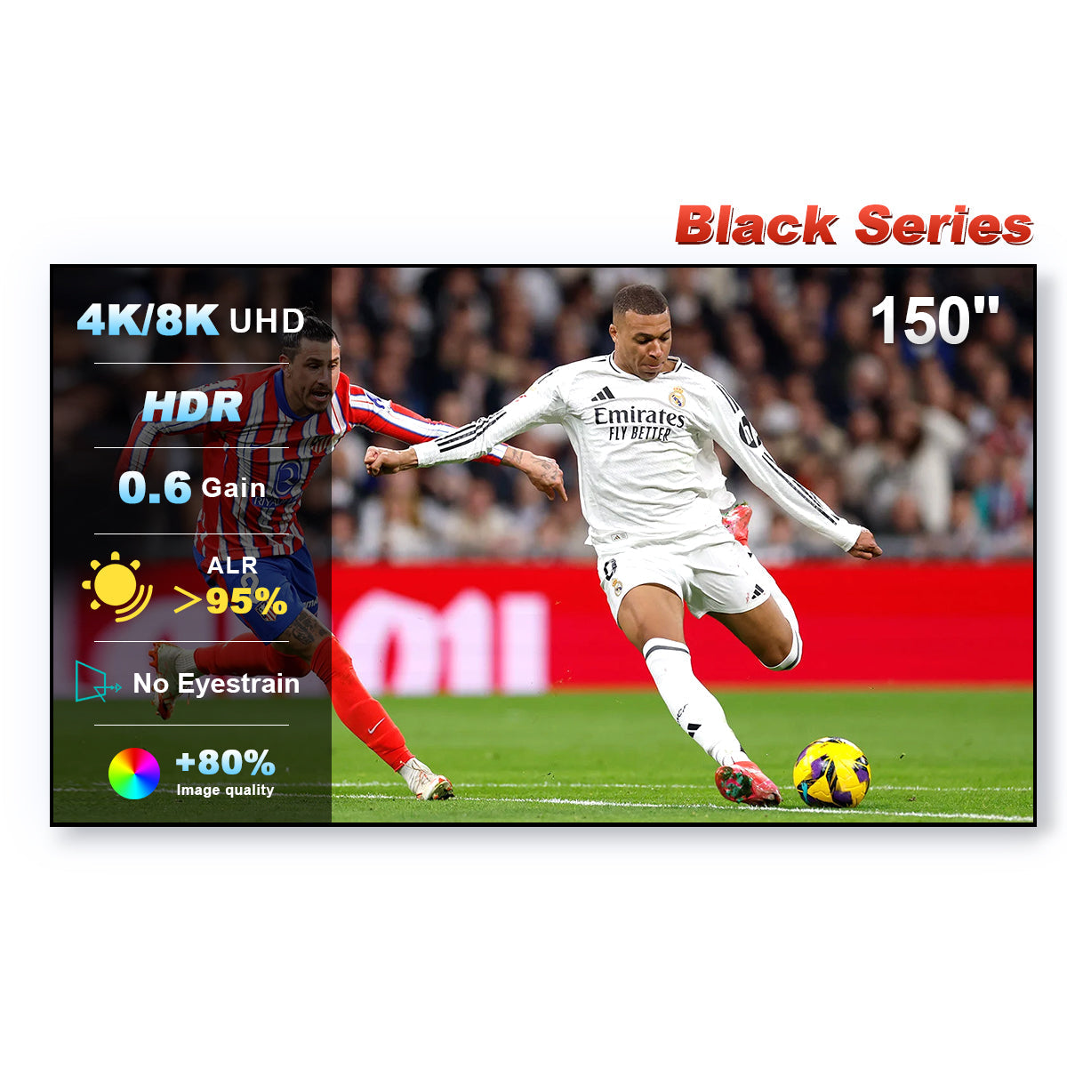 شاشة عرض NothingProjector Black Series ALR/CLR فائقة الإسقاط القصير مقاس 84-150 بوصة