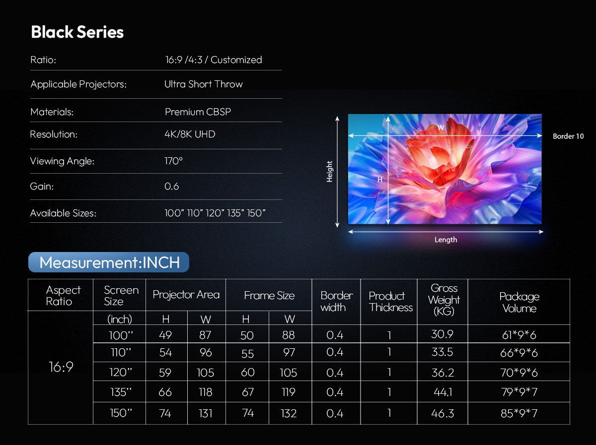 Nothingprojector Black Series Screen -INCH